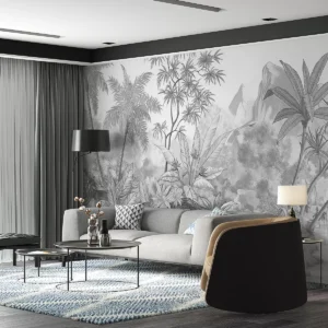 Carta da parati tropici in bianco e nero