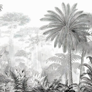 Carta da parati Tropici. Disegno a inchiostro