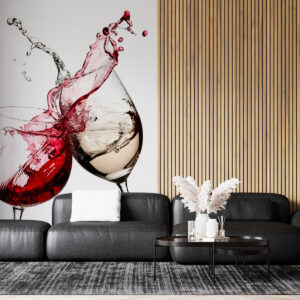 Carta da parati Vino bianco e rosso nei bicchieri