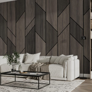 Carta da parati Pannelli geometrici con struttura in legno