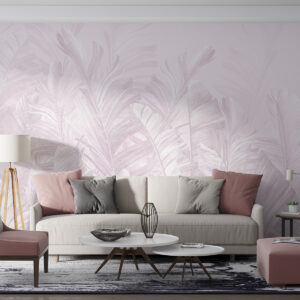 Carta da parati Foglie rosa tropicali di tendenza