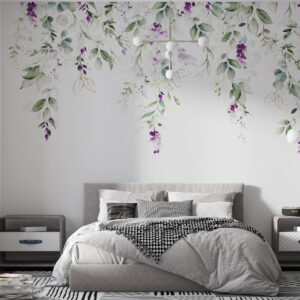Carta da parati composizione ad acquerello con fiori di lavanda