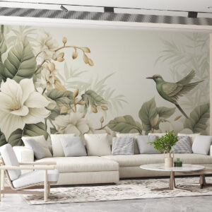 Carta da parati Paesaggio tropicale con fiori