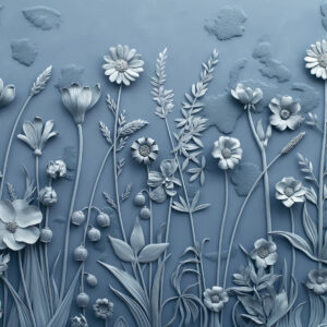 Carta da parati Fiori di campo 3D blu