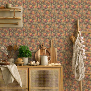 Carta da parati Steli contorti e luminosi con foglie e fiori