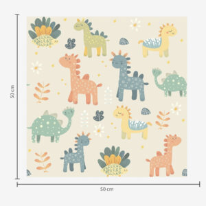 Carta da parati Dinosauri per bambini in colori pastello su sfondo chiaro