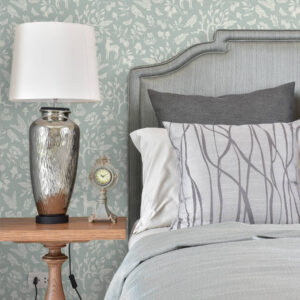 Carta da parati Animali e piante scandinave su uno sfondo color menta