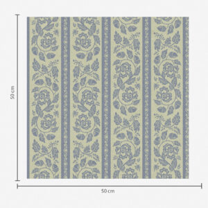 Carta da parati Ornamento floreale a righe con ghiande nei toni del blu e del beige
