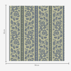 Carta da parati Ornamento vintage blu con fiori e ghiande