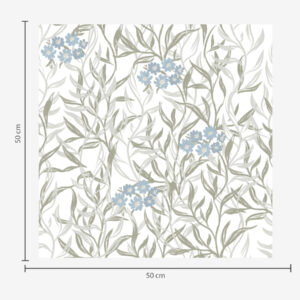 Carta da parati Stampa botanica leggera con fiori blu