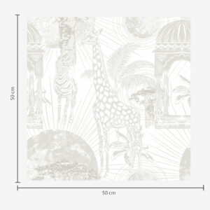 Carta da parati Illustrazione grafica con giraffa, zebra e palme