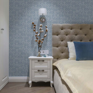 Carta da parati Ornamento blu con archi e motivi