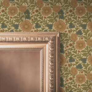 Carta da parati Fiori arancioni con foglie in stile Art Nouveau