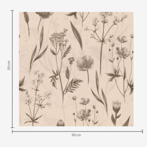 Carta da parati Fiori gialli e verde nei toni del grigio-marrone