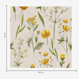 Carta da parati Fiori gialli e verde su sfondo beige
