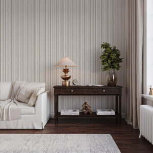 Carta da parati Righe beige-rosa con accenti bianchi