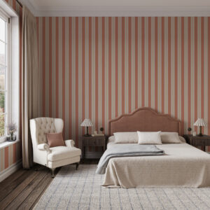 Carta da parati Strisce di terracotta brillante con accenti beige
