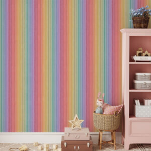 Carta da parati Strisce arcobaleno con accenti di colore espressivo