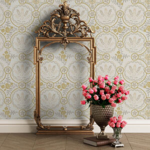 Carta da parati Ornamento retrò con grano e rose