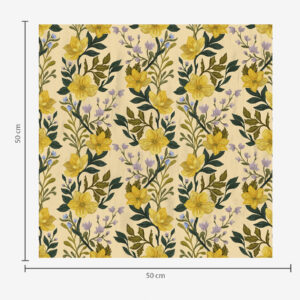 Carta da parati Fiori gialli in ghirlande verticali su sfondo color crema