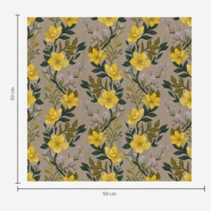 Carta da parati Fiori gialli in ghirlande verticali su sfondo tortora