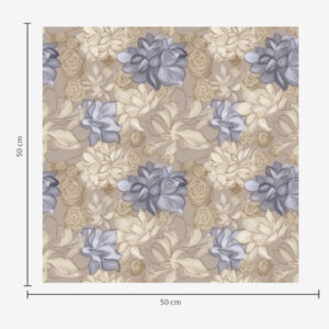 Carta da parati Fiori color crema e blu su uno sfondo beige caldo