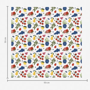 Carta da parati Motivo botanico con frutta dai colori vivaci su sfondo bianco