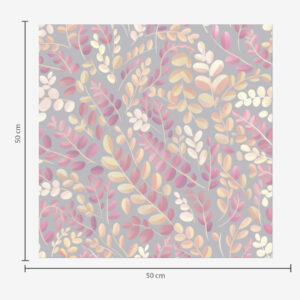 Carta da parati Rami color pastello con fogliame rosa-pesca su sfondo grigio