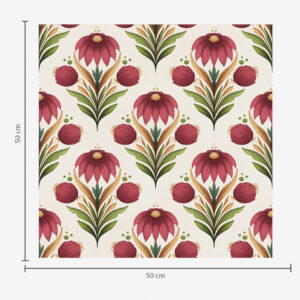 Carta da parati Ornamento floreale simmetrico nei ricchi toni del rosso e del verde