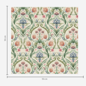 Carta da parati Ornamento floreale simmetrico, terracotta e verde