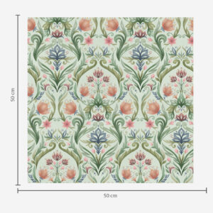 Carta da parati Ornamento floreale simmetrico, palette color menta-crema