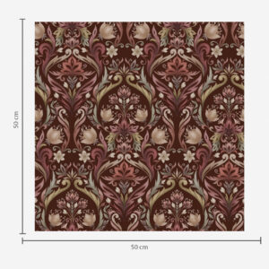 Carta da parati Ornamento a tulipano, ricco sfondo bordeaux