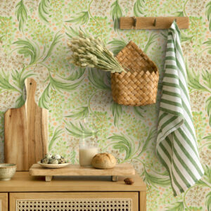 Carta da parati Motivo floreale leggero in delicate tonalità di verde