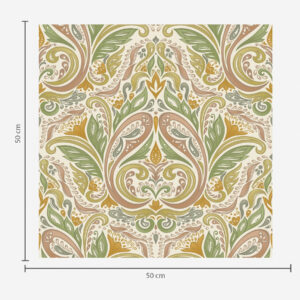 Carta da parati Volute ornamentali fogliate nei toni del verde e del terracotta
