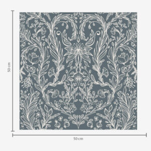 Carta da parati Ornamento floreale lineare su sfondo grigio-bluastro