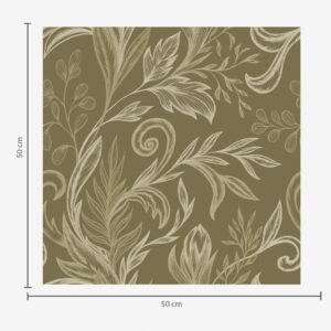 Carta da parati Foglie arricciate color cachi caldo con accenti color crema chiaro