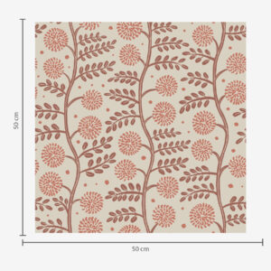 Carta da parati Steli in terracotta con fiori soffici color corallo su sfondo crema