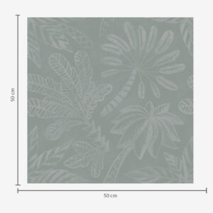 Carta da parati Grandi foglie tropicali opache in una palette di colori grigio menta