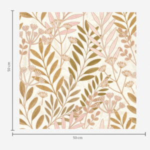 Carta da parati Motivo botanico leggero con foglie delicate nei toni del rosa e dell'avena