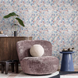 Carta da parati Mosaico dai colori pastello chiari con delicate forme marocchine