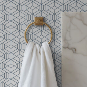 Carta da parati Sfondo bianco con cubi geometrici tridimensionali blu