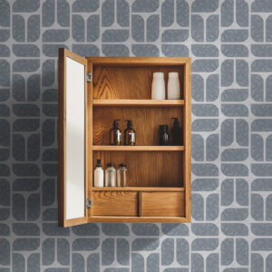 Carta da parati Mosaico grigio con forme alternate arrotondate e rettangolari