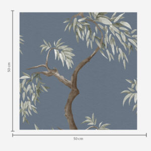 Carta da parati Ramo di albero con foglie su sfondo blu