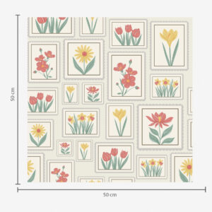 Carta da parati Illustrazioni floreali incorniciate su sfondo chiaro