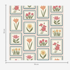 Carta da parati Illustrazioni floreali incorniciate con bordi