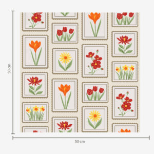 Carta da parati Illustrazioni floreali dai colori vivaci e incorniciate