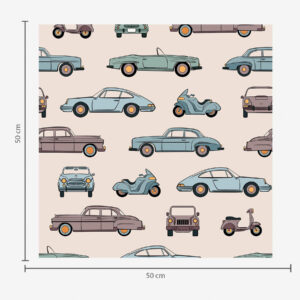 Carta da parati Auto e scooter d'epoca su sfondo beige
