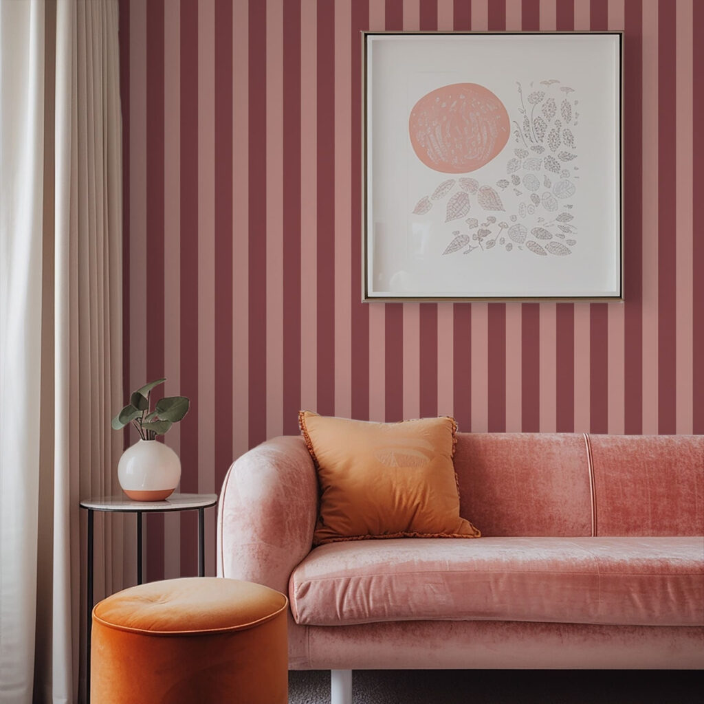 Carta da parati Righe verticali rosa e chiare