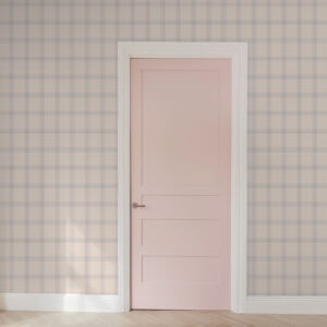 Carta da parati Quadri beige chiaro con strisce blu e rosa