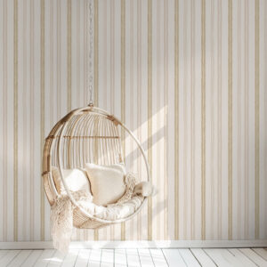 Carta da parati Righe verticali beige e ornamento a doppia treccia